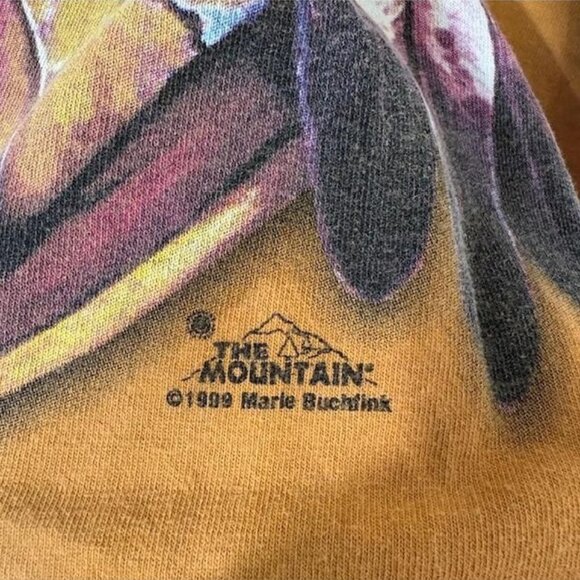 Vintage The Mountain Shirt Mens Large Brown Tie Dye Bear Native Graphic 1999 90s - Picture 4 of 7